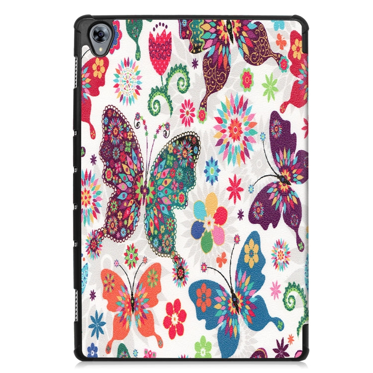 Cowhide Texture Butterfly Pattern Colored Drawing Horizontal Flip Leather Case for Huawei Mediapad M6 10.8, with Holder