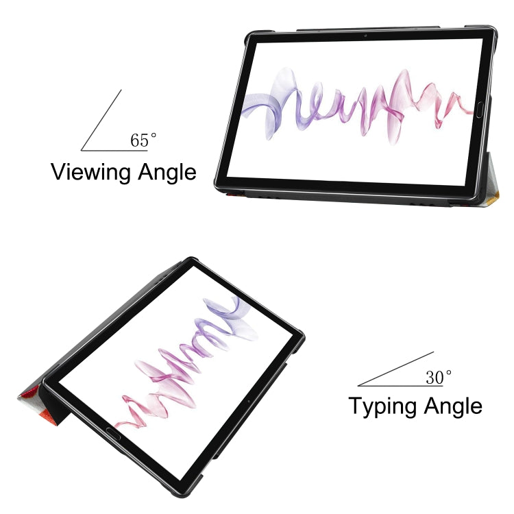 Cowhide Texture Butterfly Pattern Colored Drawing Horizontal Flip Leather Case for Huawei Mediapad M6 10.8, with Holder