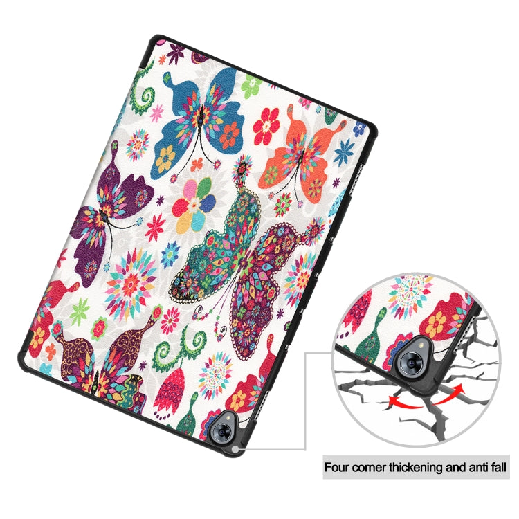 Cowhide Texture Butterfly Pattern Colored Drawing Horizontal Flip Leather Case for Huawei Mediapad M6 10.8, with Holder