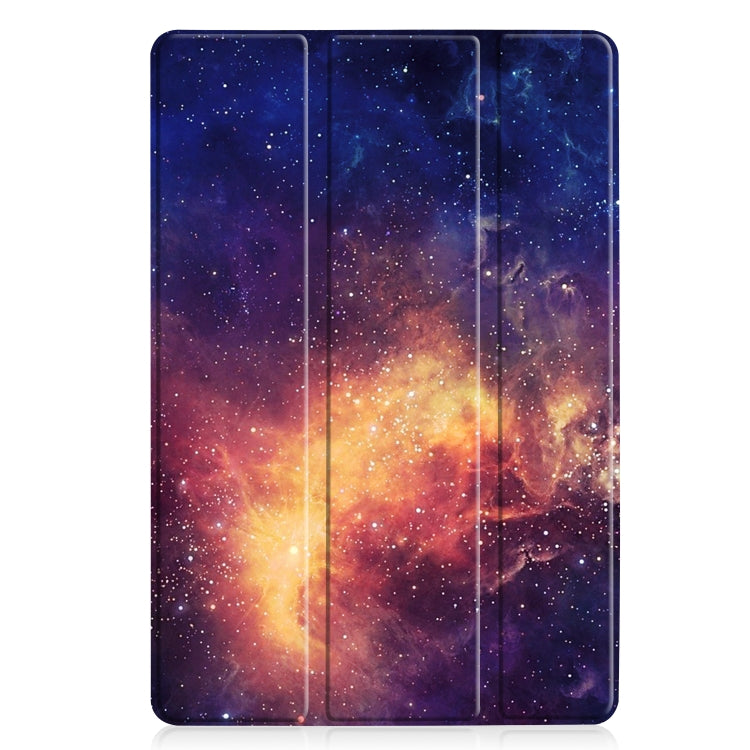 Cowhide Texture Galaxy Pattern Colored Drawing Horizontal Flip Leather Case for Huawei Mediapad M6 10.8, with Holder