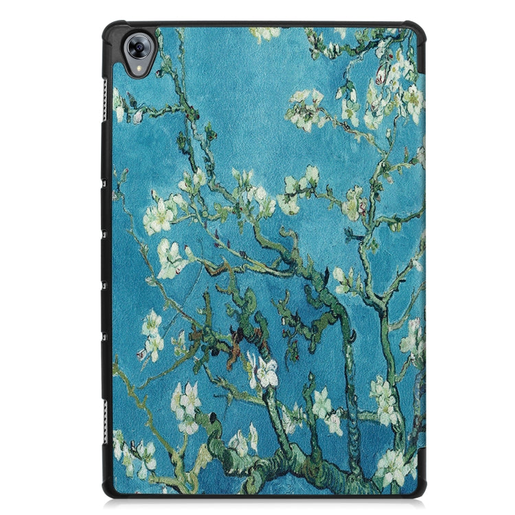 Cowhide Texture Apricot Pattern Colored Drawing Horizontal Flip Leather Case for Huawei Mediapad M6 10.8, with Holder