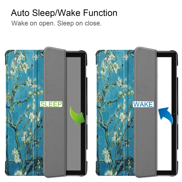 Cowhide Texture Apricot Pattern Colored Drawing Horizontal Flip Leather Case for Huawei Mediapad M6 10.8, with Holder