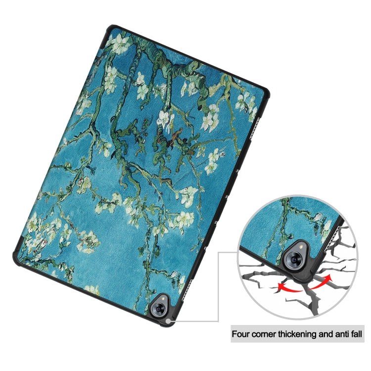 Cowhide Texture Apricot Pattern Colored Drawing Horizontal Flip Leather Case for Huawei Mediapad M6 10.8, with Holder