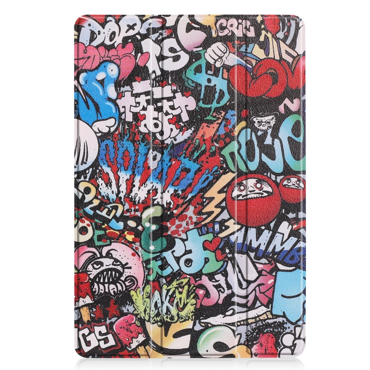 Cowhide Texture Graffiti Pattern Colored Drawing Horizontal Flip Leather Case for Huawei Mediapad M6 10.8, with Holder