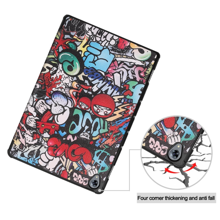 Cowhide Texture Graffiti Pattern Colored Drawing Horizontal Flip Leather Case for Huawei Mediapad M6 10.8, with Holder