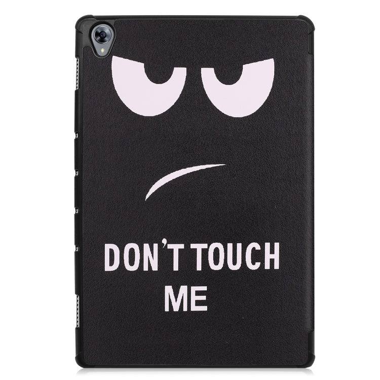 Cowhide Texture Big Eyes Pattern Colored Drawing Horizontal Flip Leather Case for Huawei Mediapad M6 10.8, with Holder