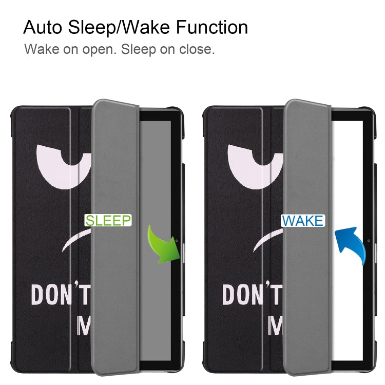 Cowhide Texture Big Eyes Pattern Colored Drawing Horizontal Flip Leather Case for Huawei Mediapad M6 10.8, with Holder