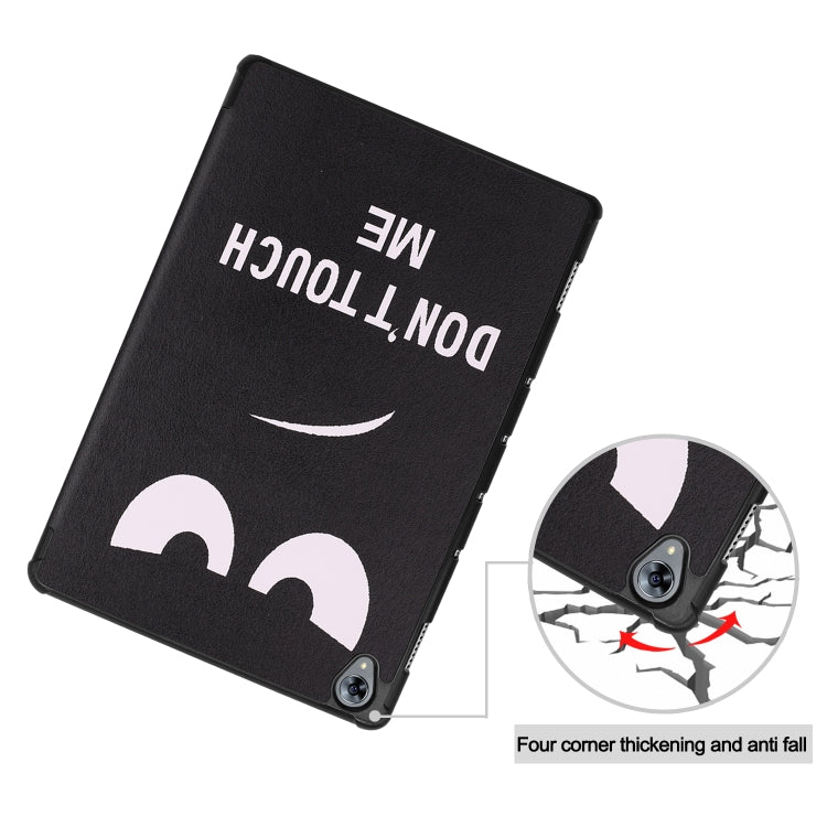 Cowhide Texture Big Eyes Pattern Colored Drawing Horizontal Flip Leather Case for Huawei Mediapad M6 10.8, with Holder