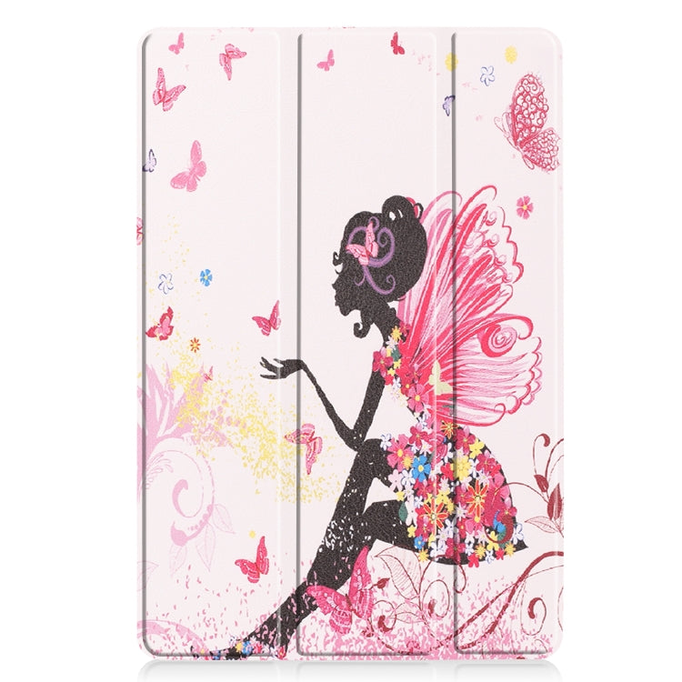 Cowhide Texture Elf Girl Pattern Colored Drawing Horizontal Flip Leather Case for Huawei Mediapad M6, with Holder