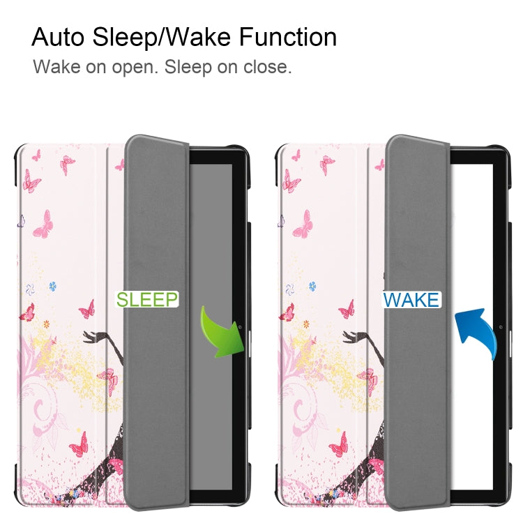 Cowhide Texture Elf Girl Pattern Colored Drawing Horizontal Flip Leather Case for Huawei Mediapad M6, with Holder