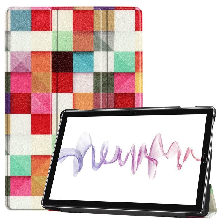 Cowhide Texture Magic Cube Pattern Colored Drawing Horizontal Flip Leather Case for Huawei Mediapad M6 10.8, with Holder