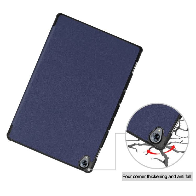 Tri-fold Cowhide Texture Horizontal Flip Leather Case for Huawei Mediapad M6 10.8, with Holder & Sleep / Wake-up Function