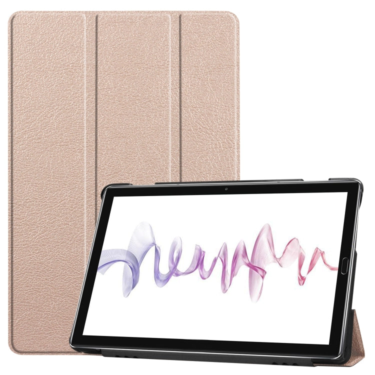 Tri-fold Cowhide Texture Horizontal Flip Leather Case for Huawei Mediapad M6 10.8, with Holder & Sleep / Wake-up Function