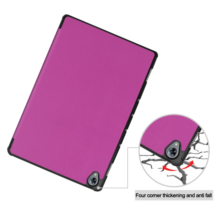 Tri-fold Cowhide Texture Horizontal Flip Leather Case for Huawei Mediapad M6 10.8, with Holder & Sleep / Wake-up Function