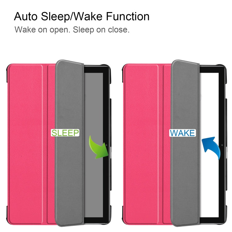 Tri-fold Cowhide Texture Horizontal Flip Leather Case for Huawei Mediapad M6 10.8, with Holder & Sleep / Wake-up Function