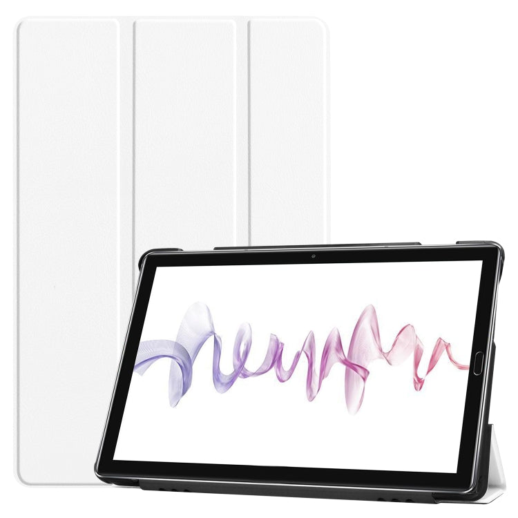 Tri-fold Cowhide Texture Horizontal Flip Leather Case for Huawei Mediapad M6 10.8, with Holder & Sleep / Wake-up Function
