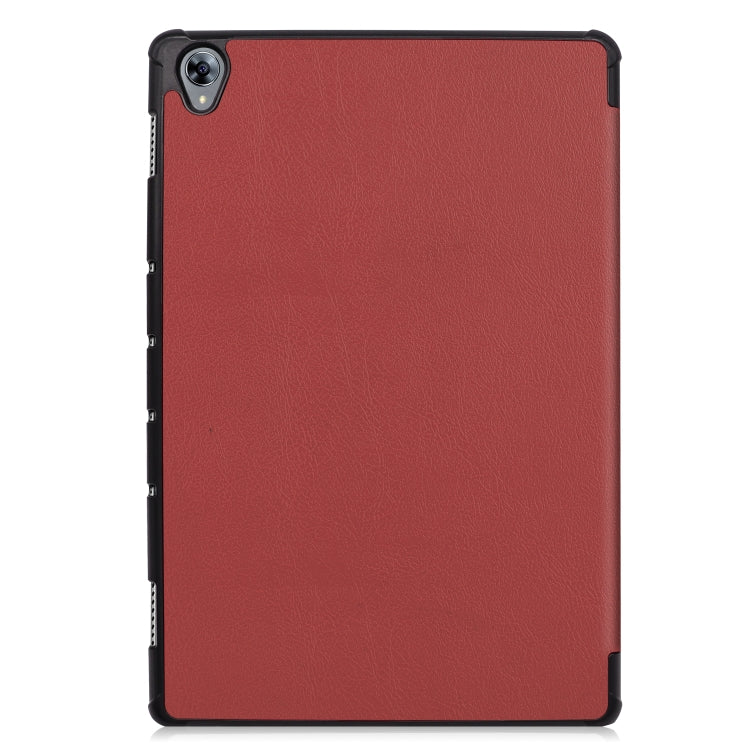 Tri-fold Cowhide Texture Horizontal Flip Leather Case for Huawei Mediapad M6 10.8, with Holder & Sleep / Wake-up Function