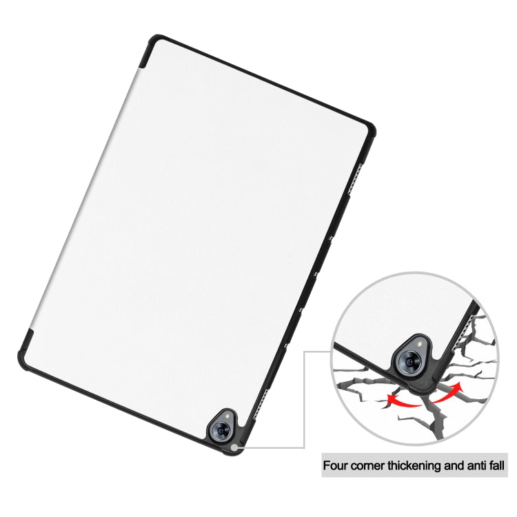 Tri-fold Cowhide Texture Horizontal Flip Leather Case for Huawei Mediapad M6 10.8, with Holder & Sleep / Wake-up Function