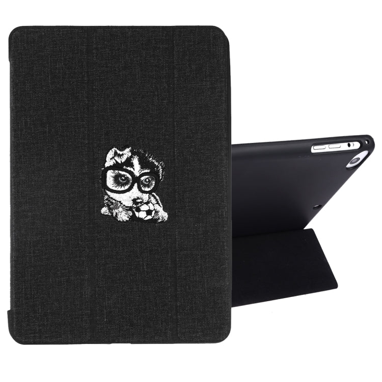 Embroidered cartoon Pattern Left and Right Flip Leather Case for iPad Mini 5 / 4 , with Three-folding Holder & Sleep / Wake-up Function & Pen Slot