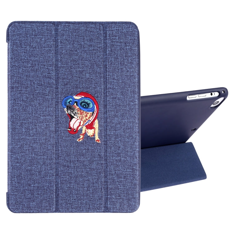 Embroidered cartoon Pattern Left and Right Flip Leather Case for iPad Mini 5 / 4 , with Three-folding Holder & Sleep / Wake-up Function & Pen Slot