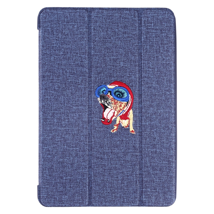 Embroidered cartoon Pattern Left and Right Flip Leather Case for iPad Mini 5 / 4 , with Three-folding Holder & Sleep / Wake-up Function & Pen Slot