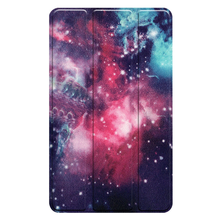 Galaxy Pattern Colored Painted Horizontal Flip PU Leather Case for Lenovo Tab E8 TB-8304F, with Three-folding Holder