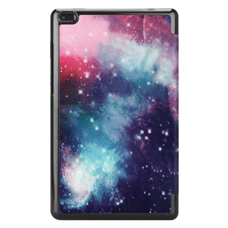 Galaxy Pattern Colored Painted Horizontal Flip PU Leather Case for Lenovo Tab E8 TB-8304F, with Three-folding Holder