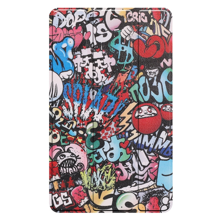 Graffiti Pattern Colored Painted Horizontal Flip PU Leather Case for Lenovo Tab E8 TB-8304F, with Three-folding Holder