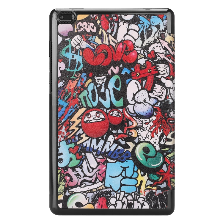 Graffiti Pattern Colored Painted Horizontal Flip PU Leather Case for Lenovo Tab E8 TB-8304F, with Three-folding Holder
