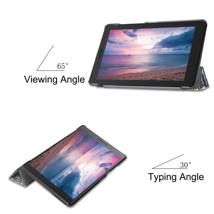 Retro Tower Pattern Colored Painted Horizontal Flip PU Leather Case for Lenovo Tab E8 TB-8304F, with Three-folding Holder