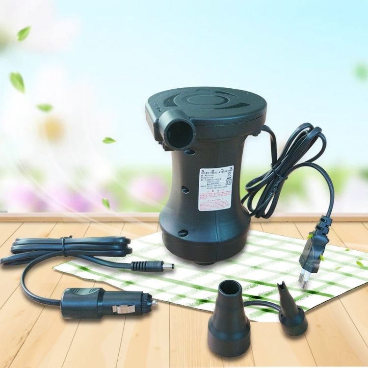HT-458 220V Two-way Electric Inflation Deflation Air Pump with Car Charger, EU Plug(Black)