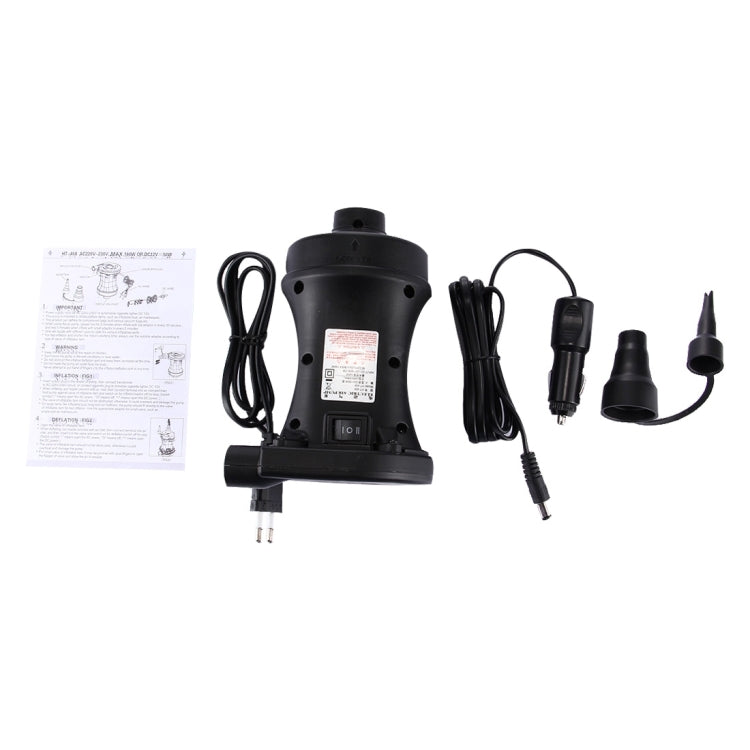 HT-458 220V Two-way Electric Inflation Deflation Air Pump with Car Charger, EU Plug(Black)