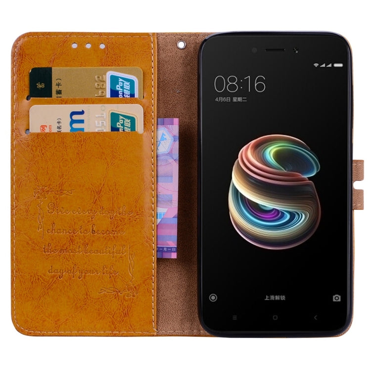 For Xiaomi Redmi 5A Business Style Oil Wax Texture Horizontal Flip Leather Case with Holder & Card Slots & Wallet & Lanyard
