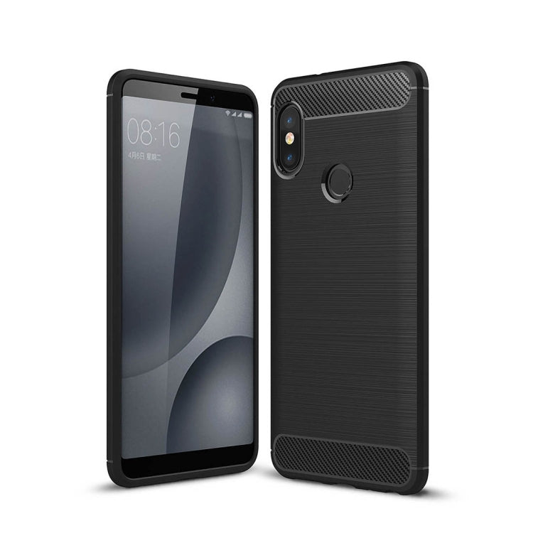 For Xiaomi Redmi Note 5 Pro Brushed Texture Carbon Fiber Shockproof TPU Full-body Rugged Protective Back Cover Case
