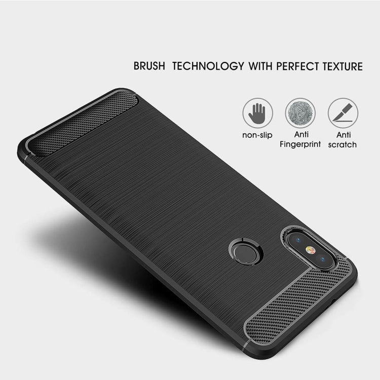 For Xiaomi Redmi Note 5 Pro Brushed Texture Carbon Fiber Shockproof TPU Full-body Rugged Protective Back Cover Case
