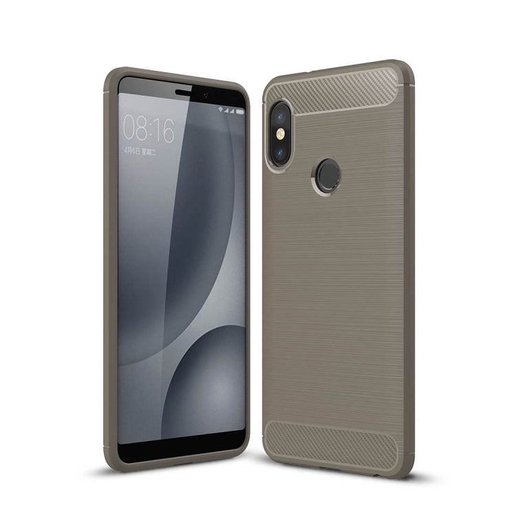 For Xiaomi Redmi Note 5 Pro Brushed Texture Carbon Fiber Shockproof TPU Full-body Rugged Protective Back Cover Case