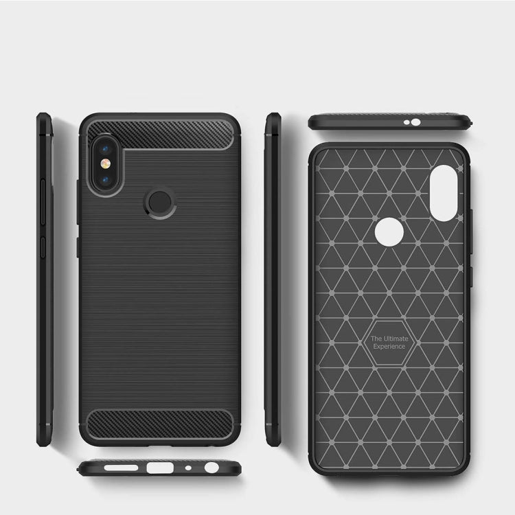 For Xiaomi Redmi Note 5 Pro Brushed Texture Carbon Fiber Shockproof TPU Full-body Rugged Protective Back Cover Case
