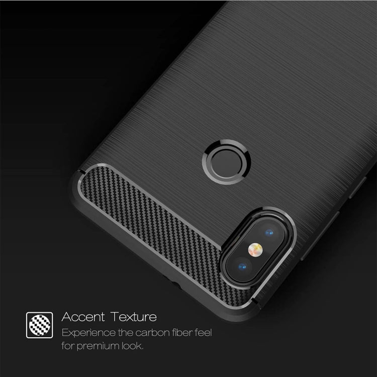 For Xiaomi Redmi Note 5 Pro Brushed Texture Carbon Fiber Shockproof TPU Full-body Rugged Protective Back Cover Case