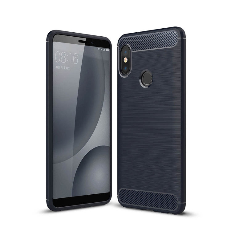 For Xiaomi Redmi Note 5 Pro Brushed Texture Carbon Fiber Shockproof TPU Full-body Rugged Protective Back Cover Case
