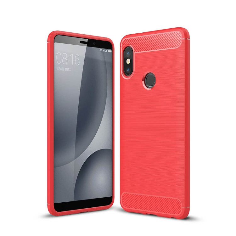 For Xiaomi Redmi Note 5 Pro Brushed Texture Carbon Fiber Shockproof TPU Full-body Rugged Protective Back Cover Case