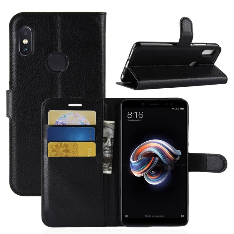 For Xiaomi Redmi Note 5 Pro Litchi Texture Horizontal Flip Protective Leather Case with Holder & Card Slots & Wallet