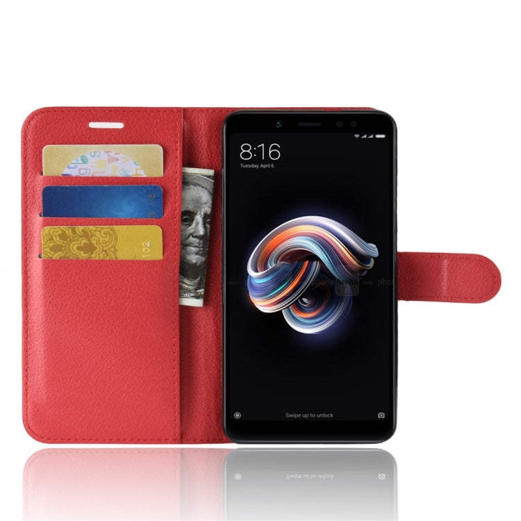 For Xiaomi Redmi Note 5 Pro Litchi Texture Horizontal Flip Protective Leather Case with Holder & Card Slots & Wallet