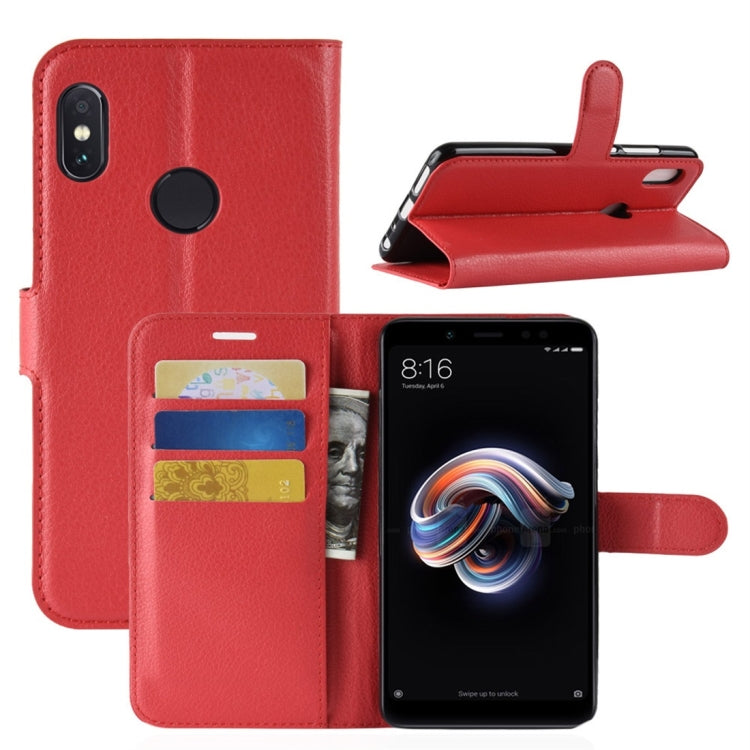 For Xiaomi Redmi Note 5 Pro Litchi Texture Horizontal Flip Protective Leather Case with Holder & Card Slots & Wallet