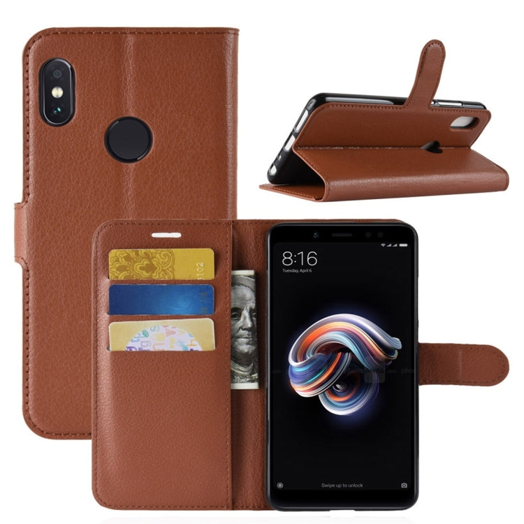 For Xiaomi Redmi Note 5 Pro Litchi Texture Horizontal Flip Protective Leather Case with Holder & Card Slots & Wallet