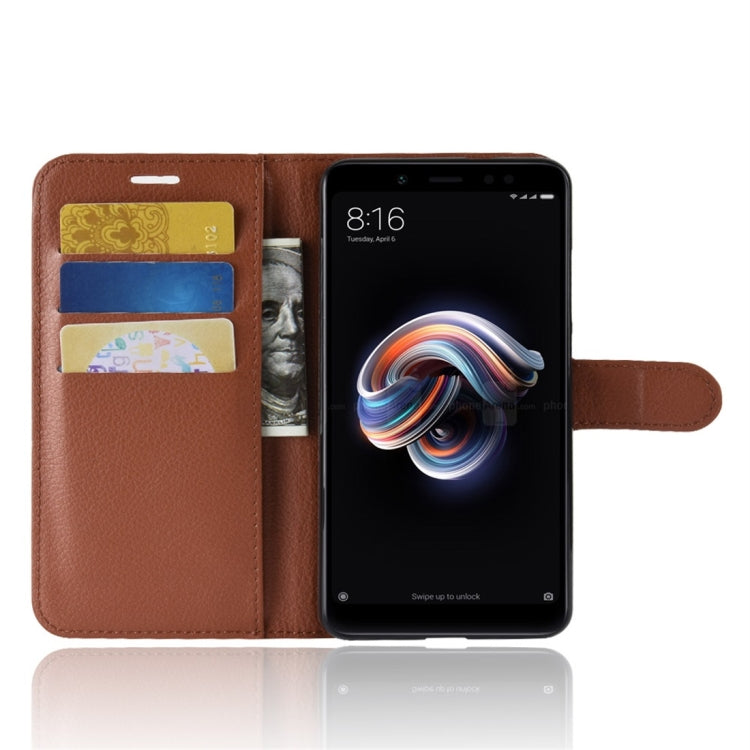 For Xiaomi Redmi Note 5 Pro Litchi Texture Horizontal Flip Protective Leather Case with Holder & Card Slots & Wallet