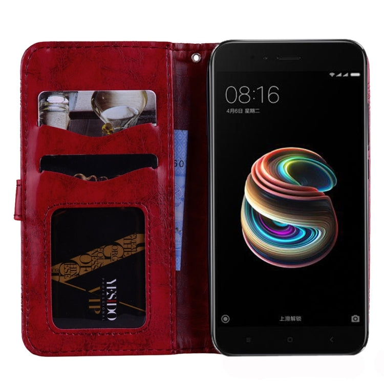 For Xiaomi Mi 5X & A1 Vintage Oil Wax Texture Embossed Horizontal Flip Leather Case with Holder & Card Slots & Wallet & Photo Frame & Lanyard