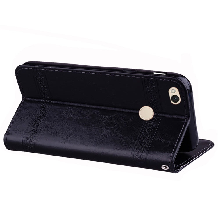 For Xiaomi Redmi 4X Vintage Oil Wax Texture Embossed Horizontal Flip Leather Case with Holder & Card Slots & Wallet & Photo Frame & Lanyard