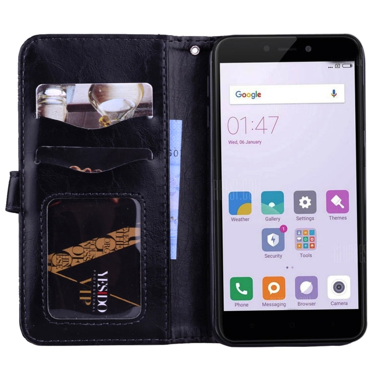 For Xiaomi Redmi 4X Vintage Oil Wax Texture Embossed Horizontal Flip Leather Case with Holder & Card Slots & Wallet & Photo Frame & Lanyard