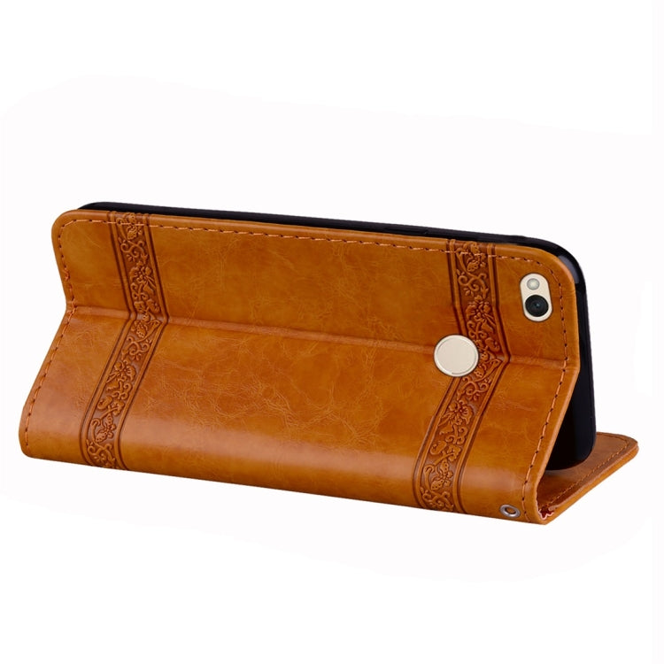 For Xiaomi Redmi 4X Vintage Oil Wax Texture Embossed Horizontal Flip Leather Case with Holder & Card Slots & Wallet & Photo Frame & Lanyard