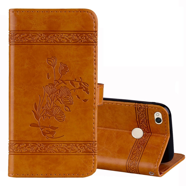 For Xiaomi Redmi 4X Vintage Oil Wax Texture Embossed Horizontal Flip Leather Case with Holder & Card Slots & Wallet & Photo Frame & Lanyard